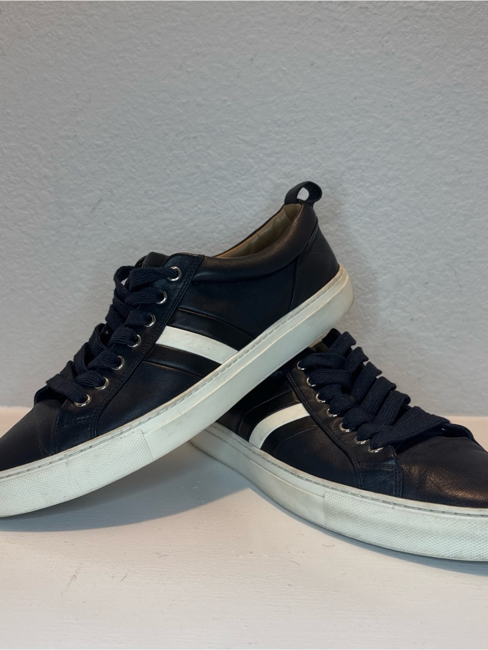 Bally Hendris Black Leather Lace Up Casual Sneakers Men’s Size EU 9.5E /US 10.5D